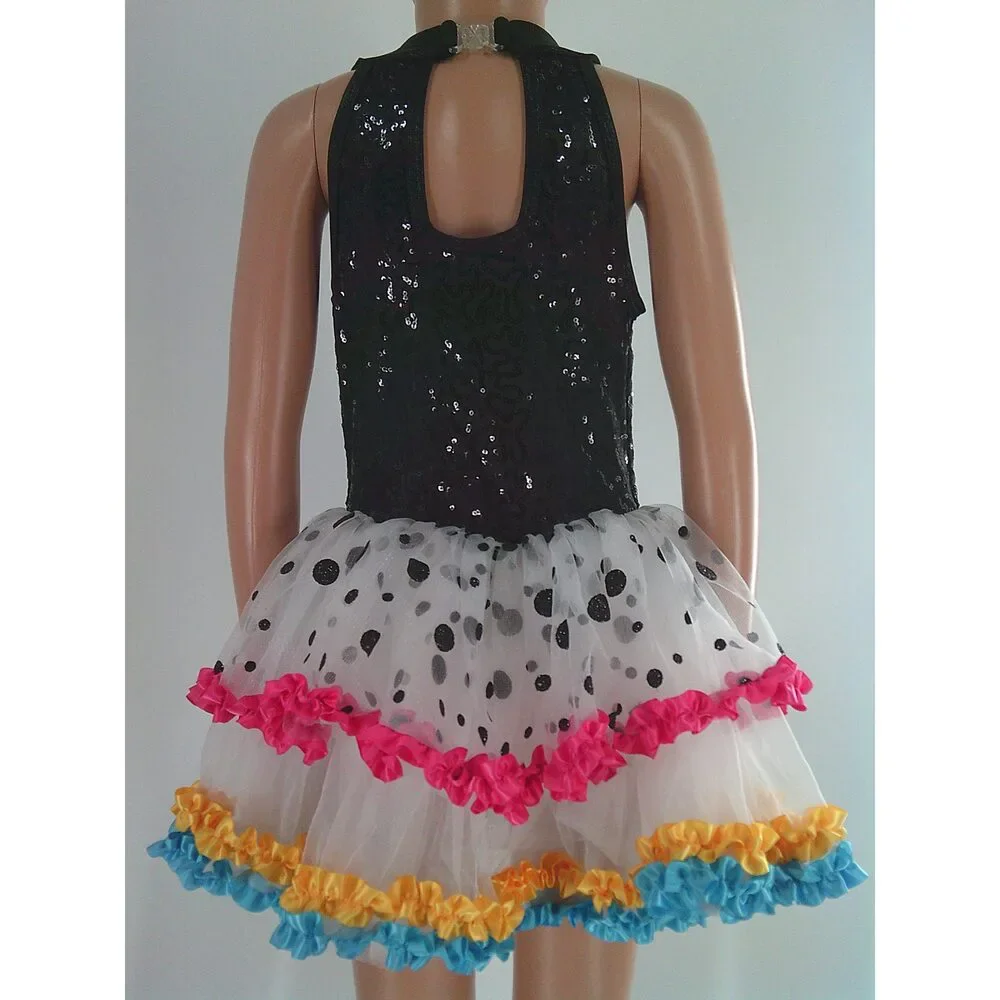 Pre-Owned Dance Costume Curtain Call E2173 Medium Child Black Tutu Jazz Tap Seq